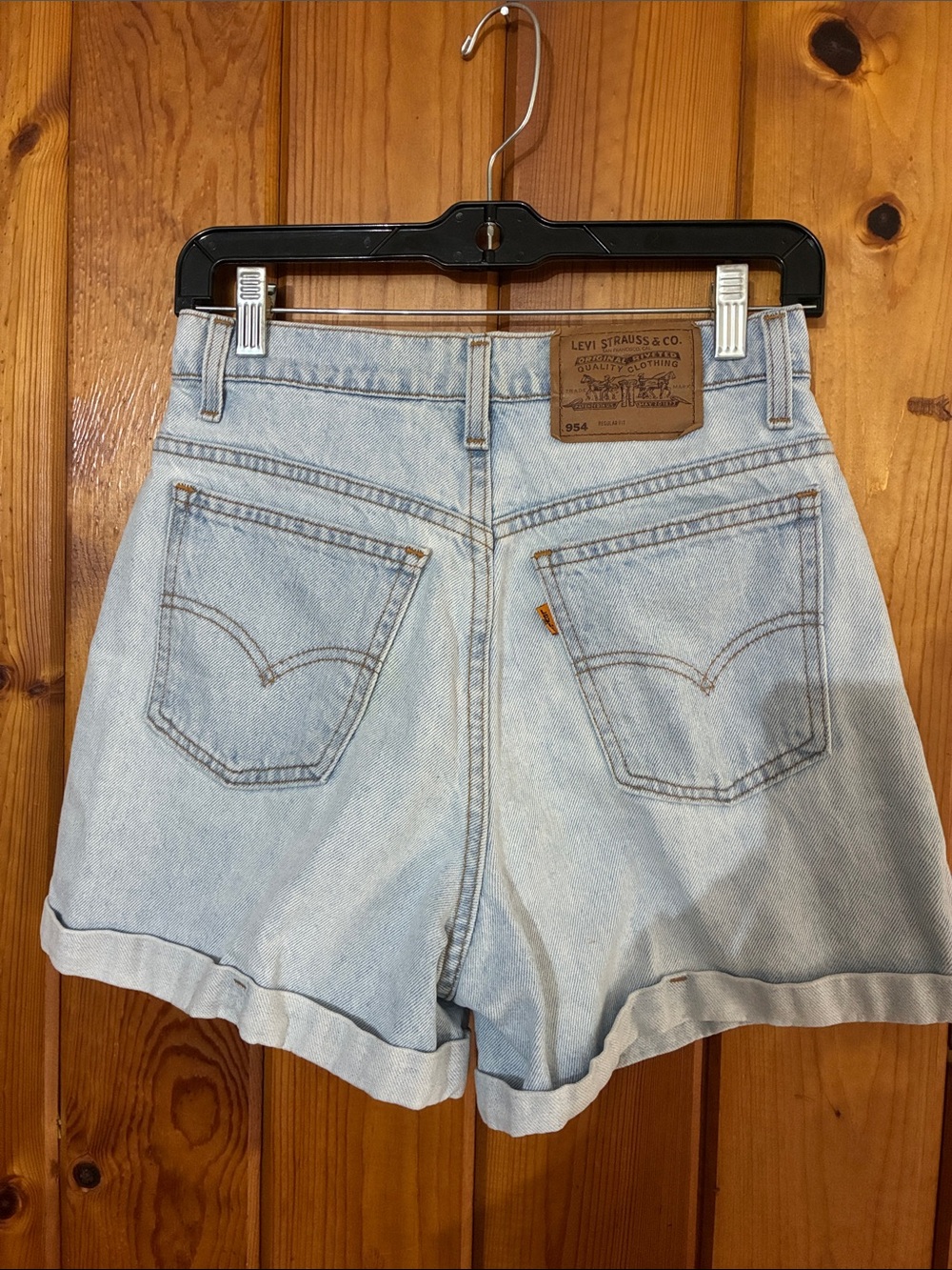 Levi's Light Blue High-Rise Rolled Hem Denim Shorts 954 shorts size 9 - Picture 2 of 6